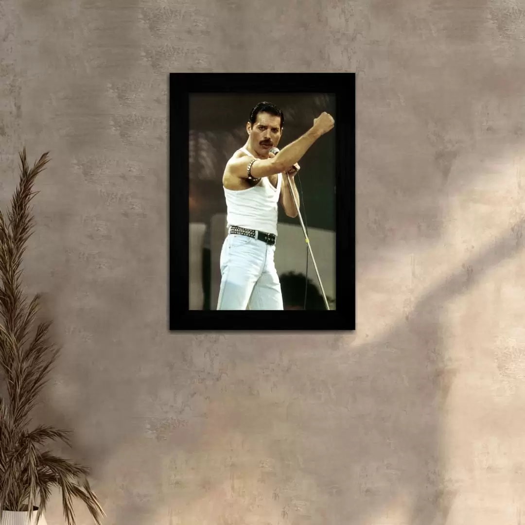 Quadro Decorativo Freddie Mercury - Moldura Preta -