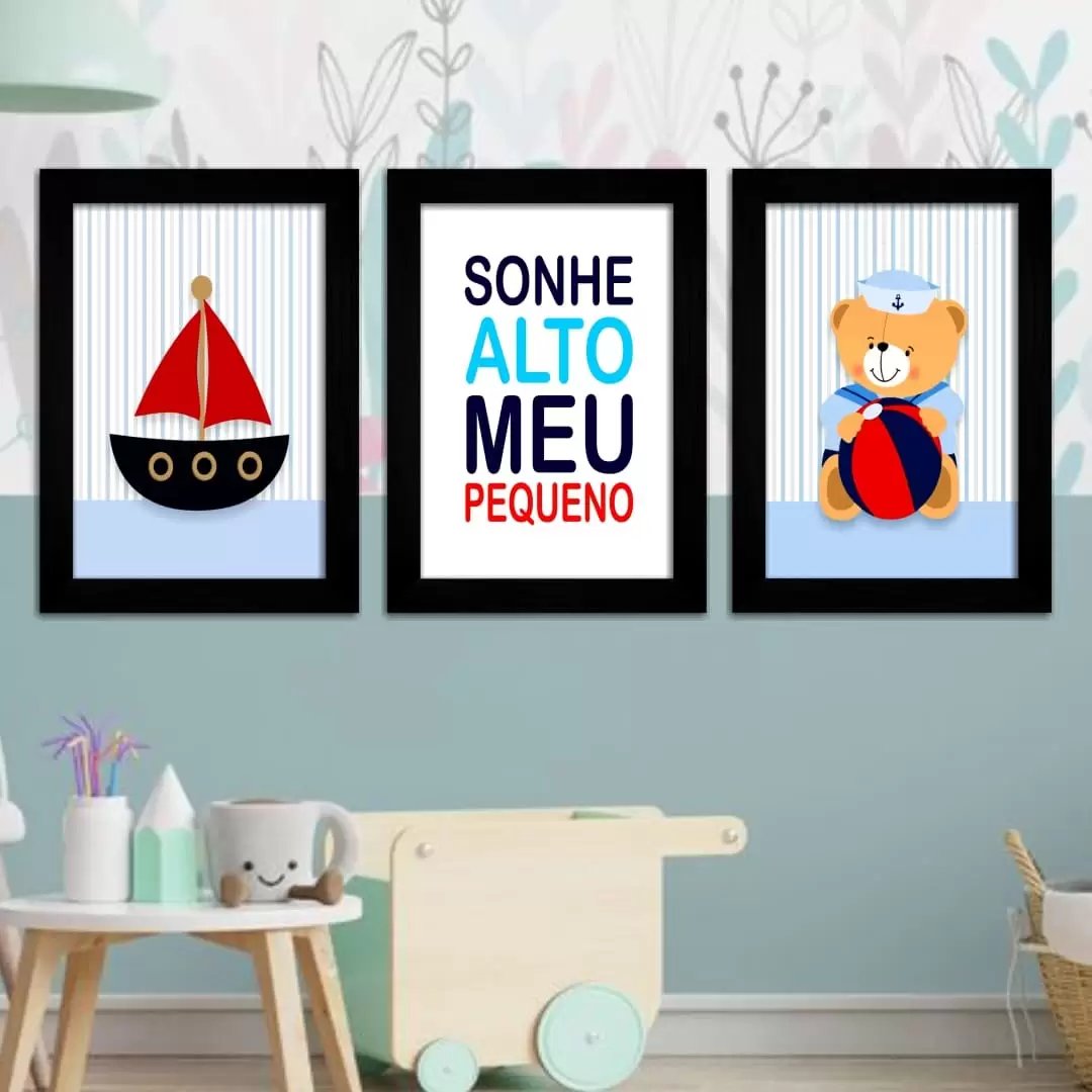 Kit 3 Quadros Infantil Sonhe - Imagem 2