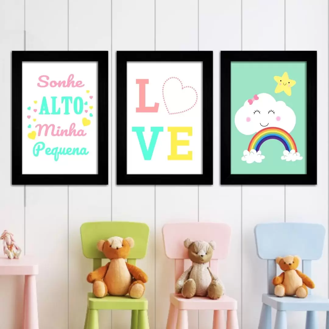 Kit 3 Quadros infantil Love - Imagem 2