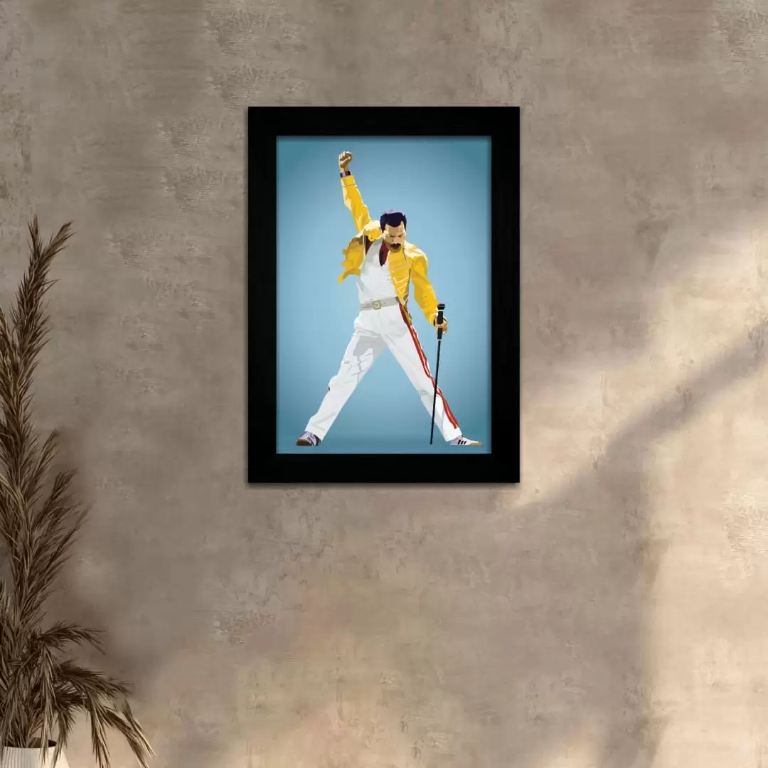 Quadro Decorativo Freddie Mercury-Pose - Moldura Preta -