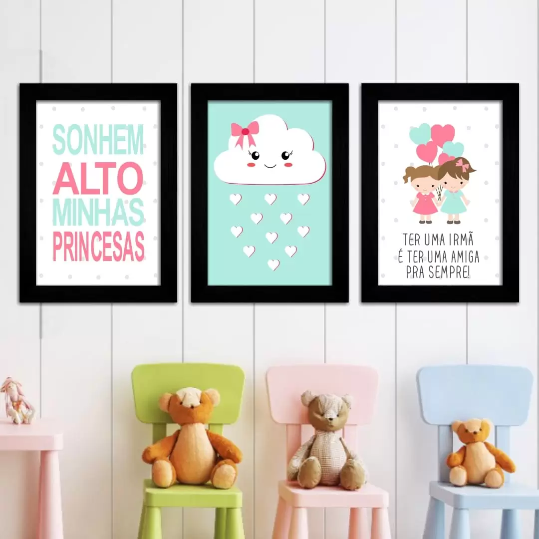 Kit 3 Quadros Sonhem Alto - Imagem 2