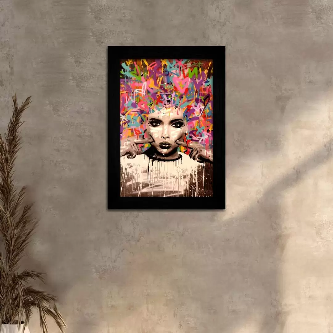 Quadro Decorativo Negra Black-PowerQuadro Decorativo Negra Black-Power - Moldura Preta -