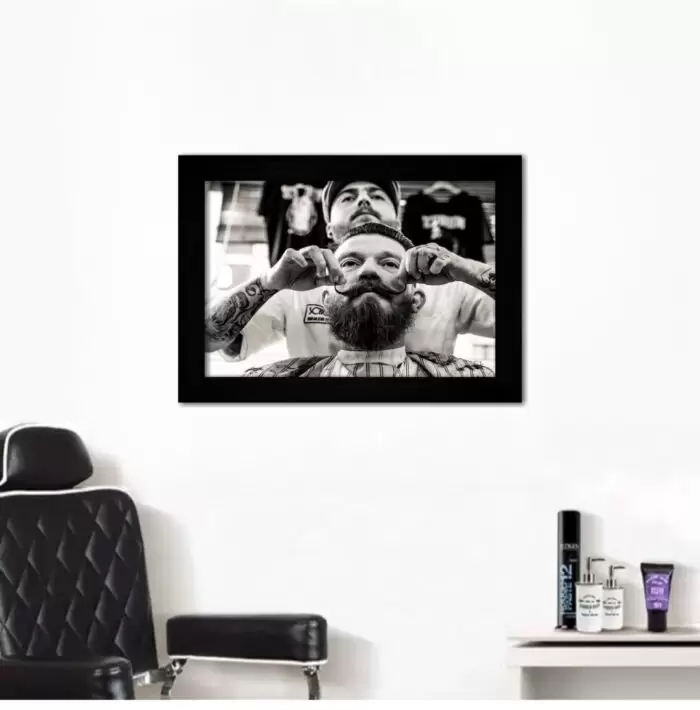 Quadro Decorativo BarberShop - Barbeiro - Moldura Preta -