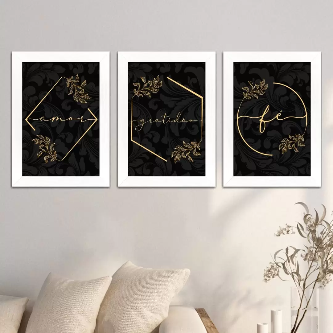 Kit 3 Quadros Familia Gratidão Fé - Imagem 2