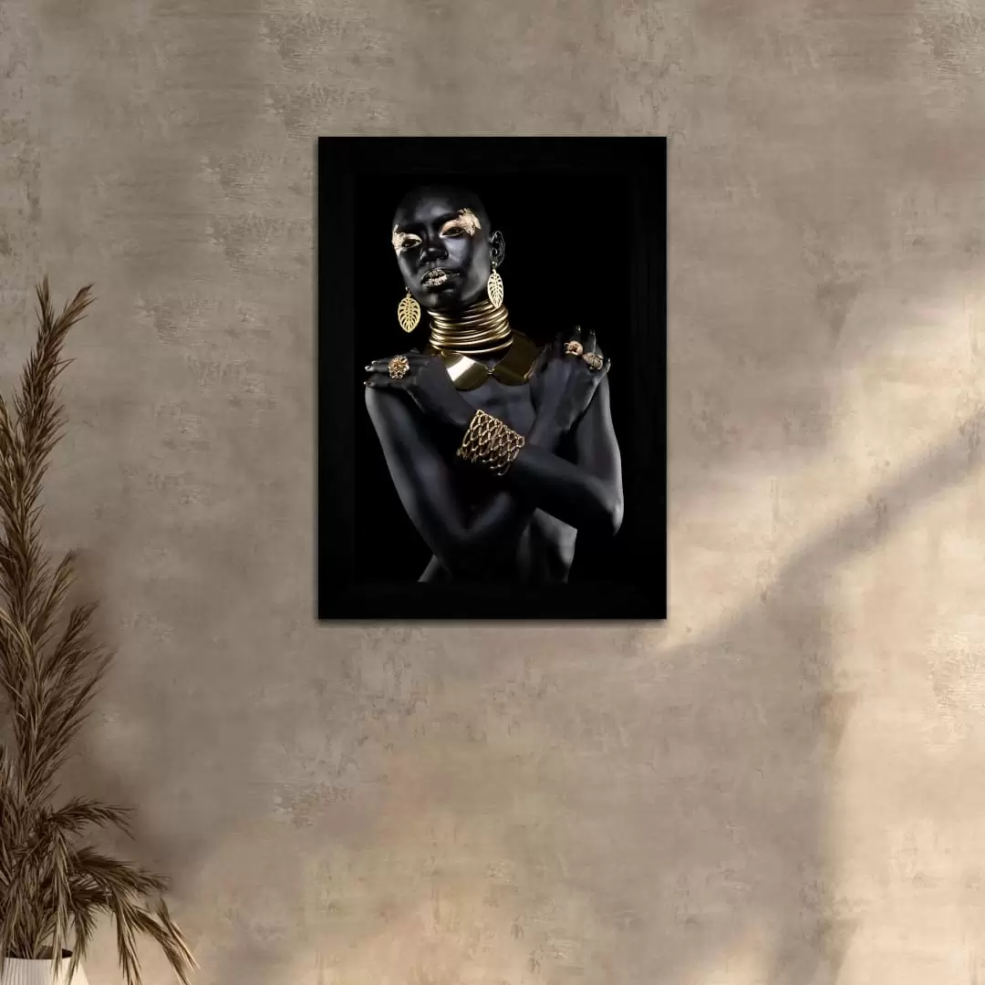 Quadro Decorativo Negra Afro - Moldura Preta - Quadro Decorativo Negra Afro - Moldura Preta -