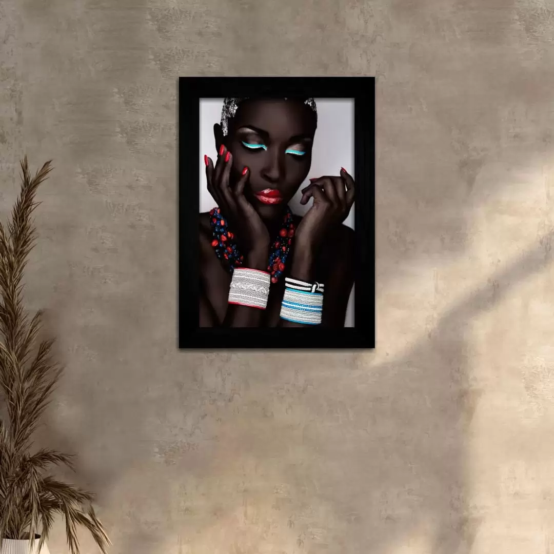 Quadro Decorativo Mulher Negra-Linda - Moldura Preta - Quadro Decorativo Mulher Negra-Linda - Moldura Preta -