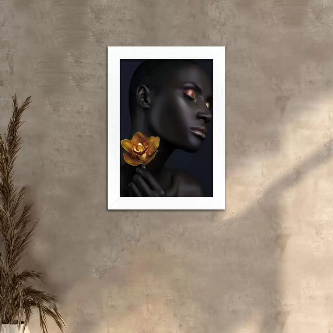 Quadro Decorativo Negra e Flores - Imagem 2