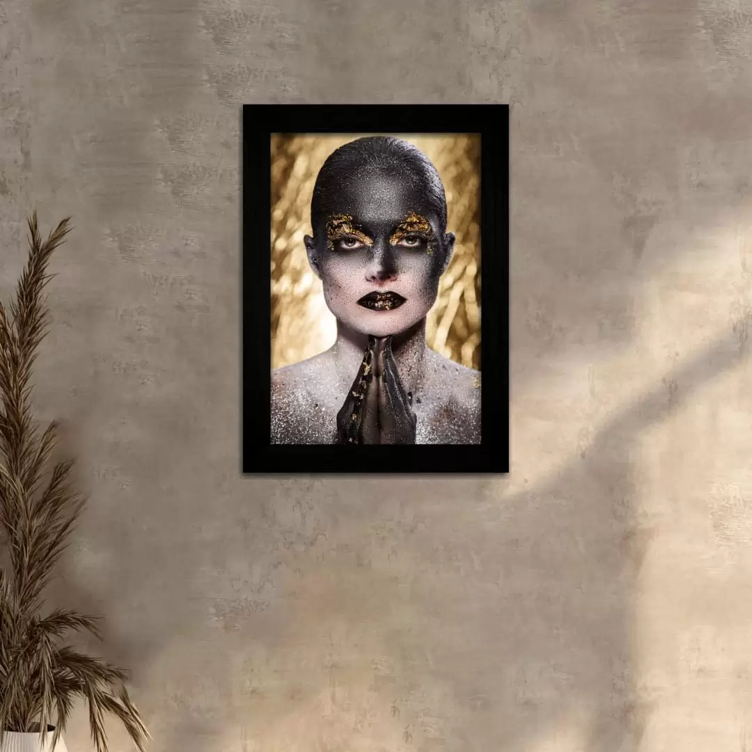 Quadro Decorativo Vitiligo Mulher - Moldura Preta -