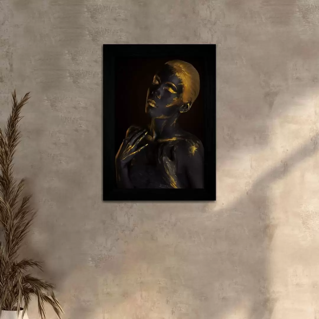 Quadro Decorativo Mulher Afro - Moldura Preta -