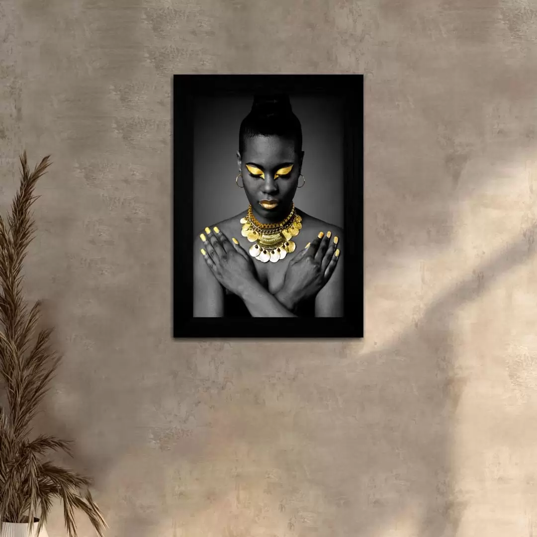 Quadro Decorativo Afro Modelo - Moldura Preta - Quadro Decorativo Afro Modelo - Moldura Preta -