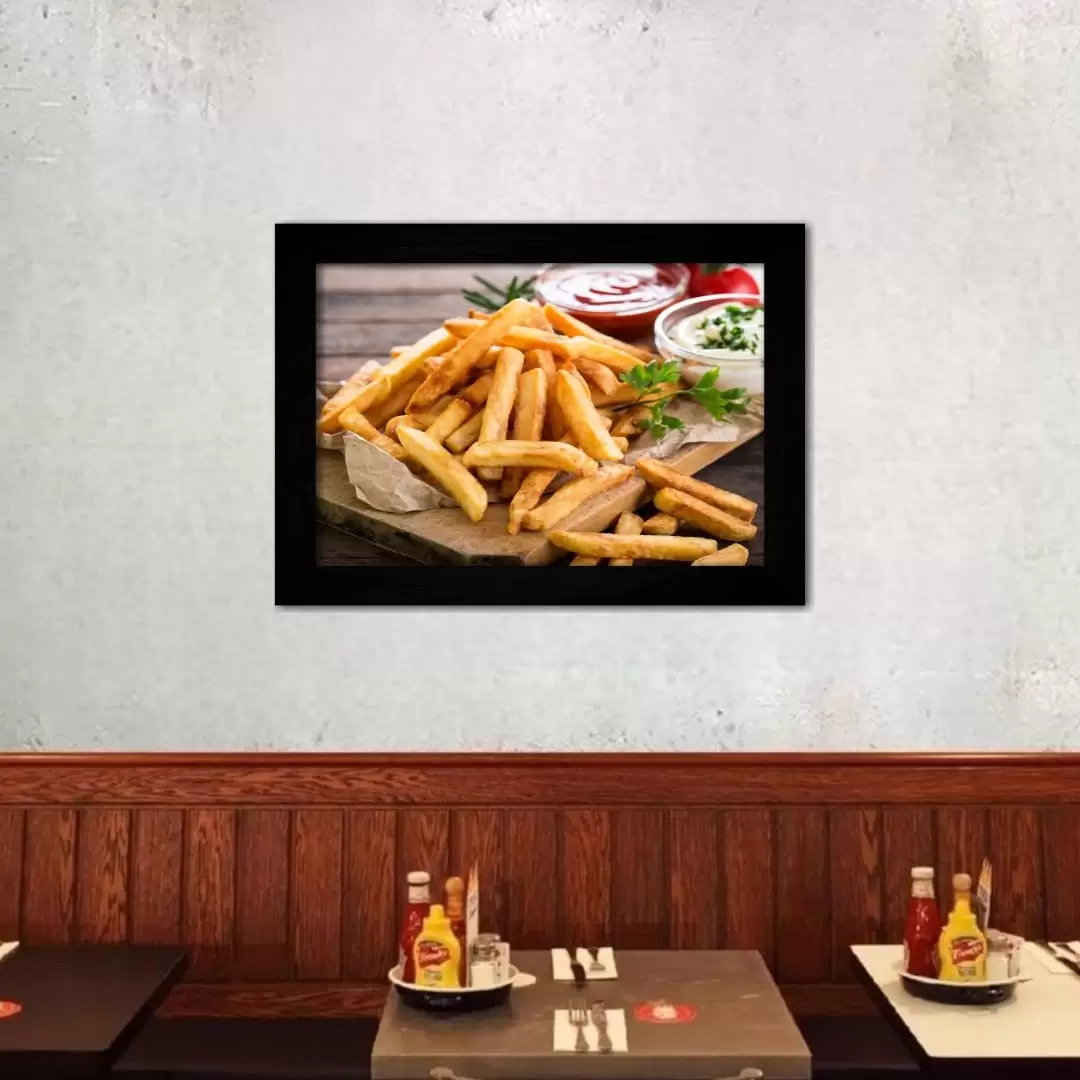 Quadro Decorativo Alimentos - Fritas - Moldura Preta -
