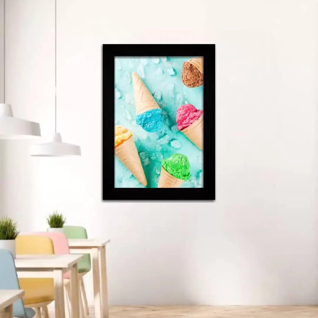 Quadro Decorativo Sorvetes - Moldura Preta -