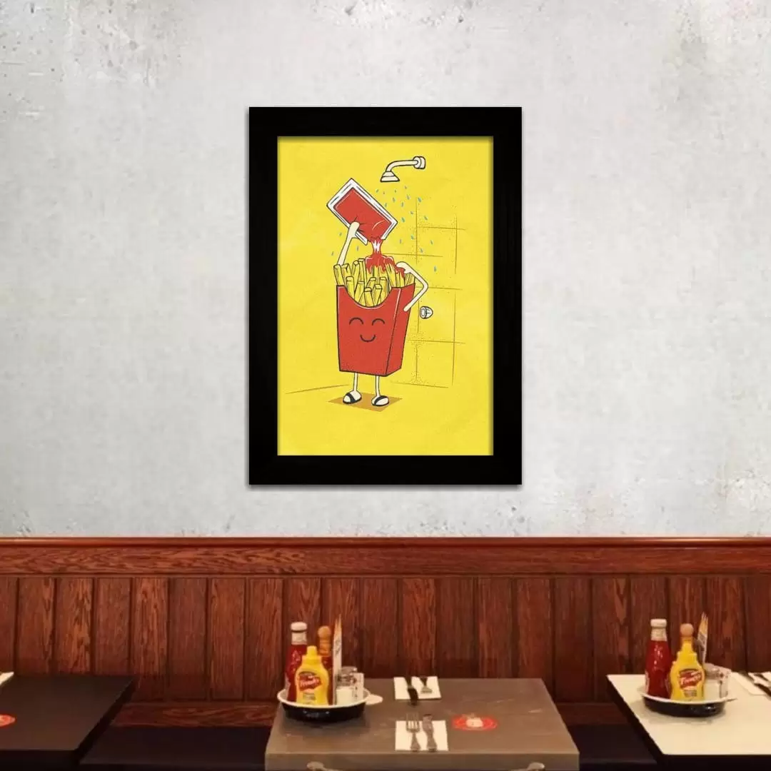 Quadro Decorativo Alimentos - Fry - Moldura Preta -