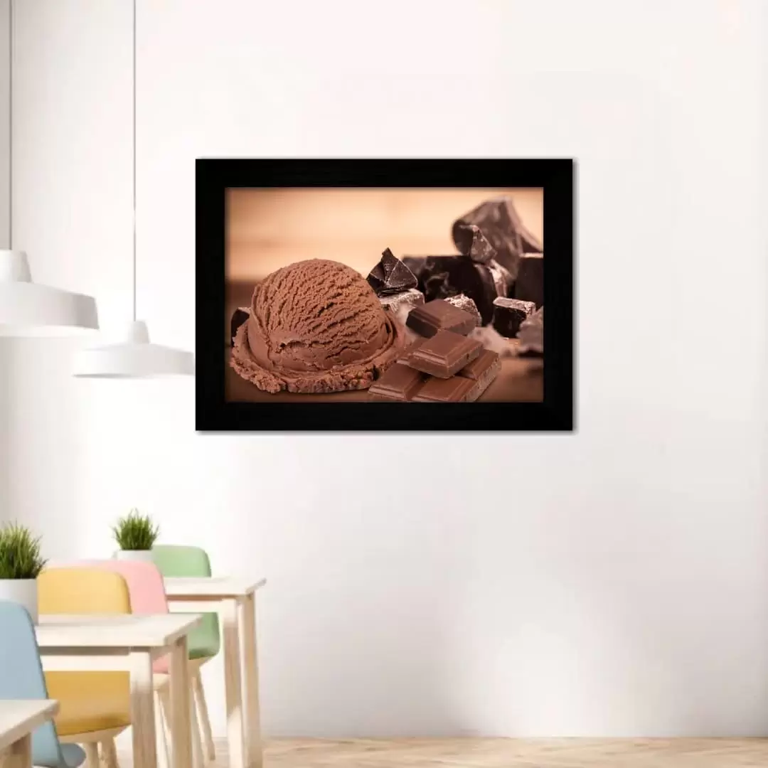 Quadro Decorativo Sorvete de Chocolate - Moldura Preta -
