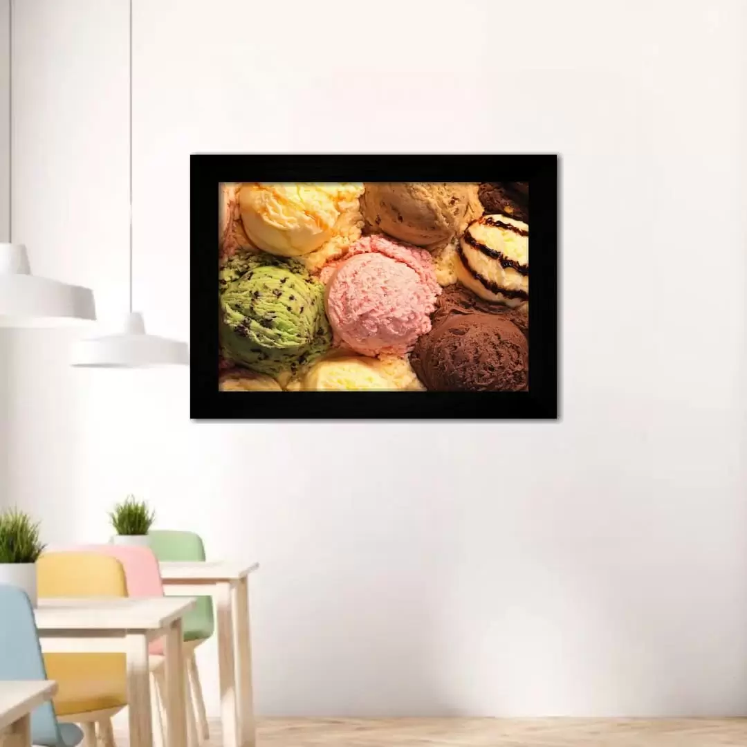 Quadro Decorativo Bolas de Sorvete - Moldura Preta -