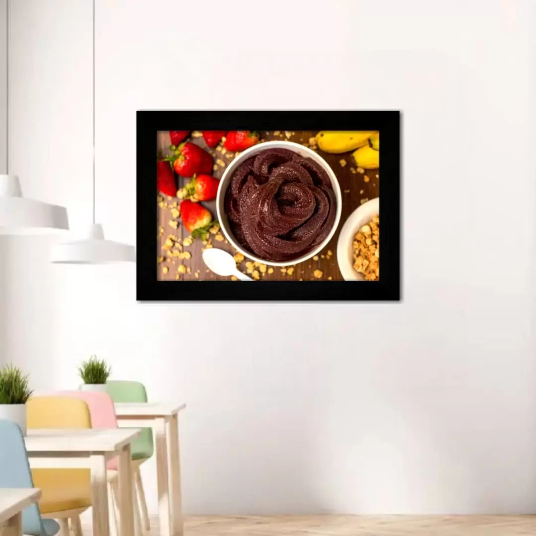 Quadro Decorativo Açaí e Frutas - Moldura Preta -