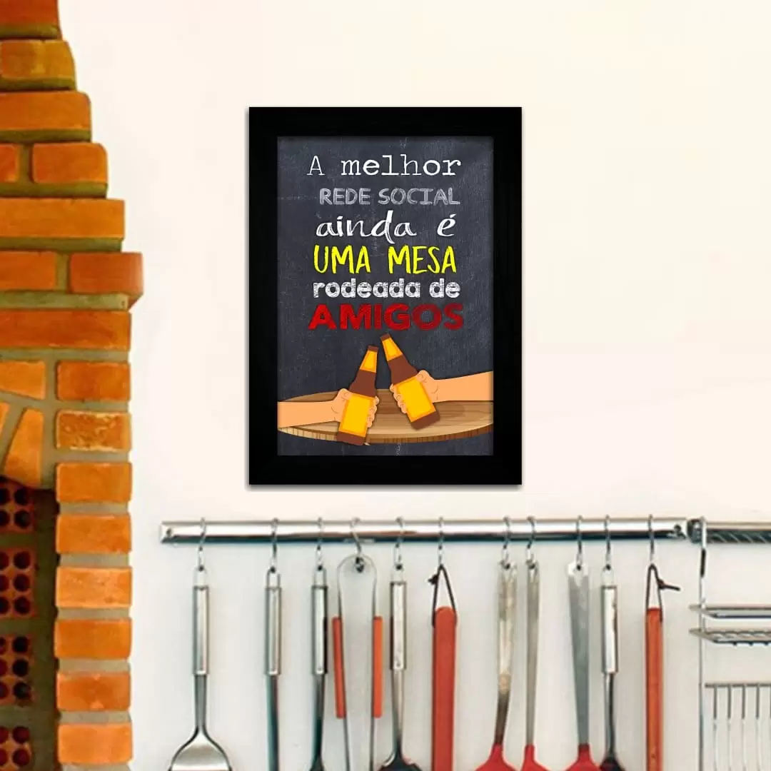 Quadro Decorativo Frase - Melhor rede - Moldura Preta