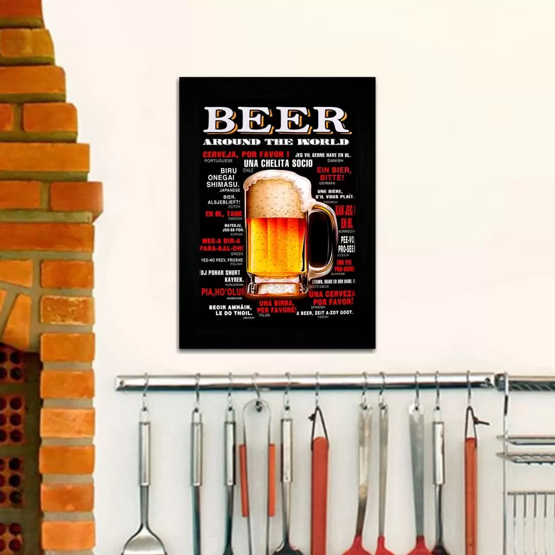Quadro Decorativo Frase BeerAround- Moldura Preta