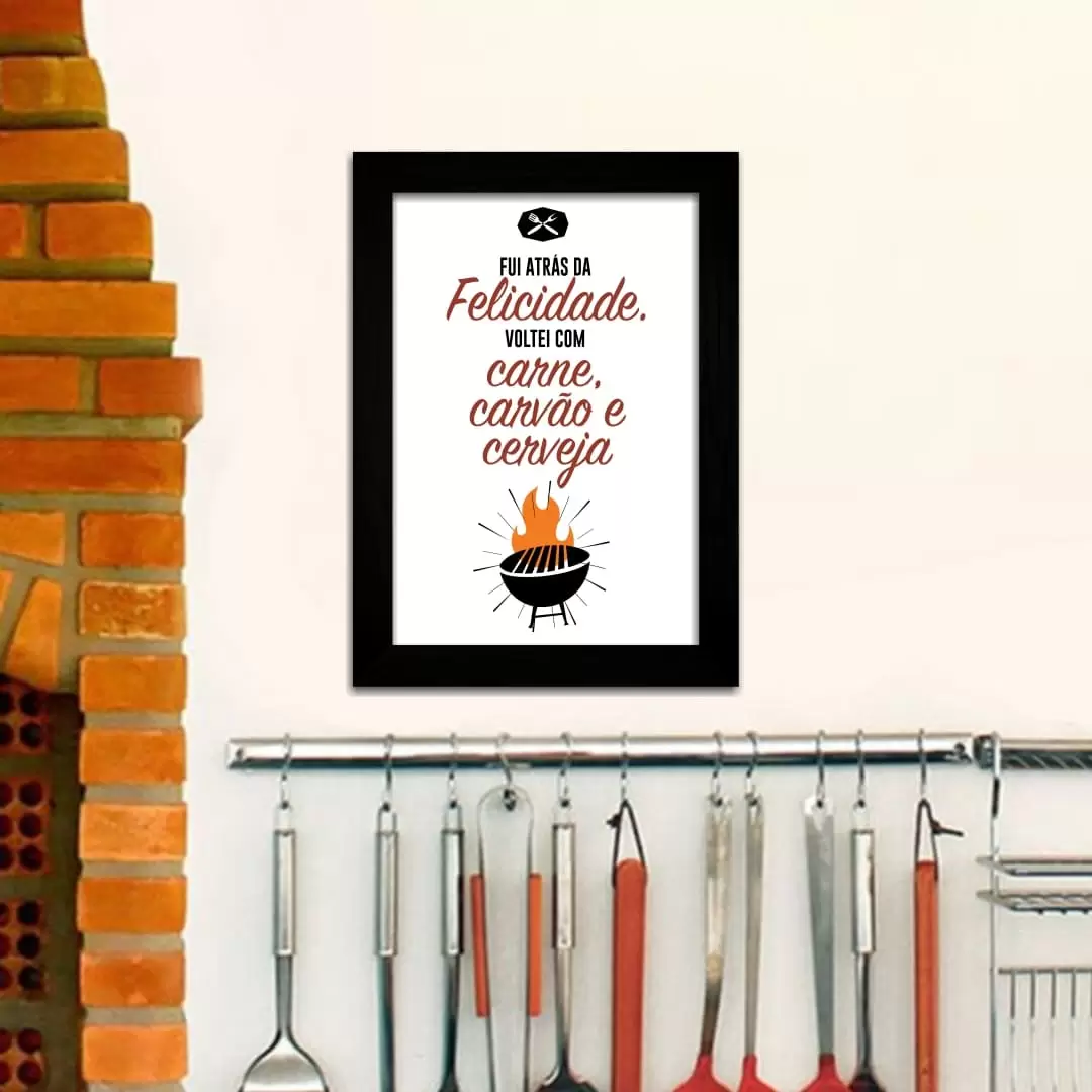 Quadro Decorativo Frase - Fui atrás da... -Moldura Preta Quadro Decorativo Frase - Fui atrás da... -Moldura Preta