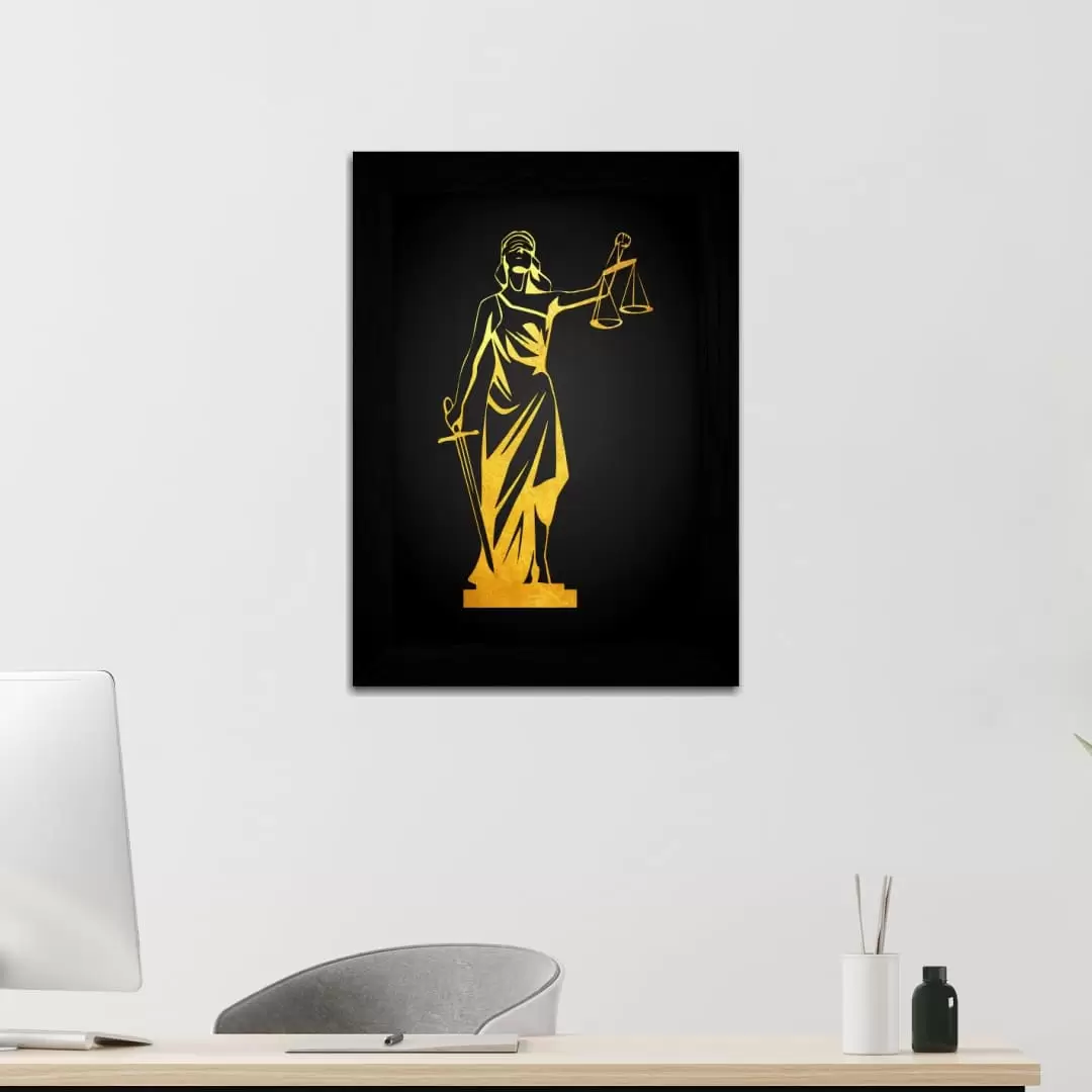Quadro Decorativo Ilustração - Justiça - Moldura Preta -