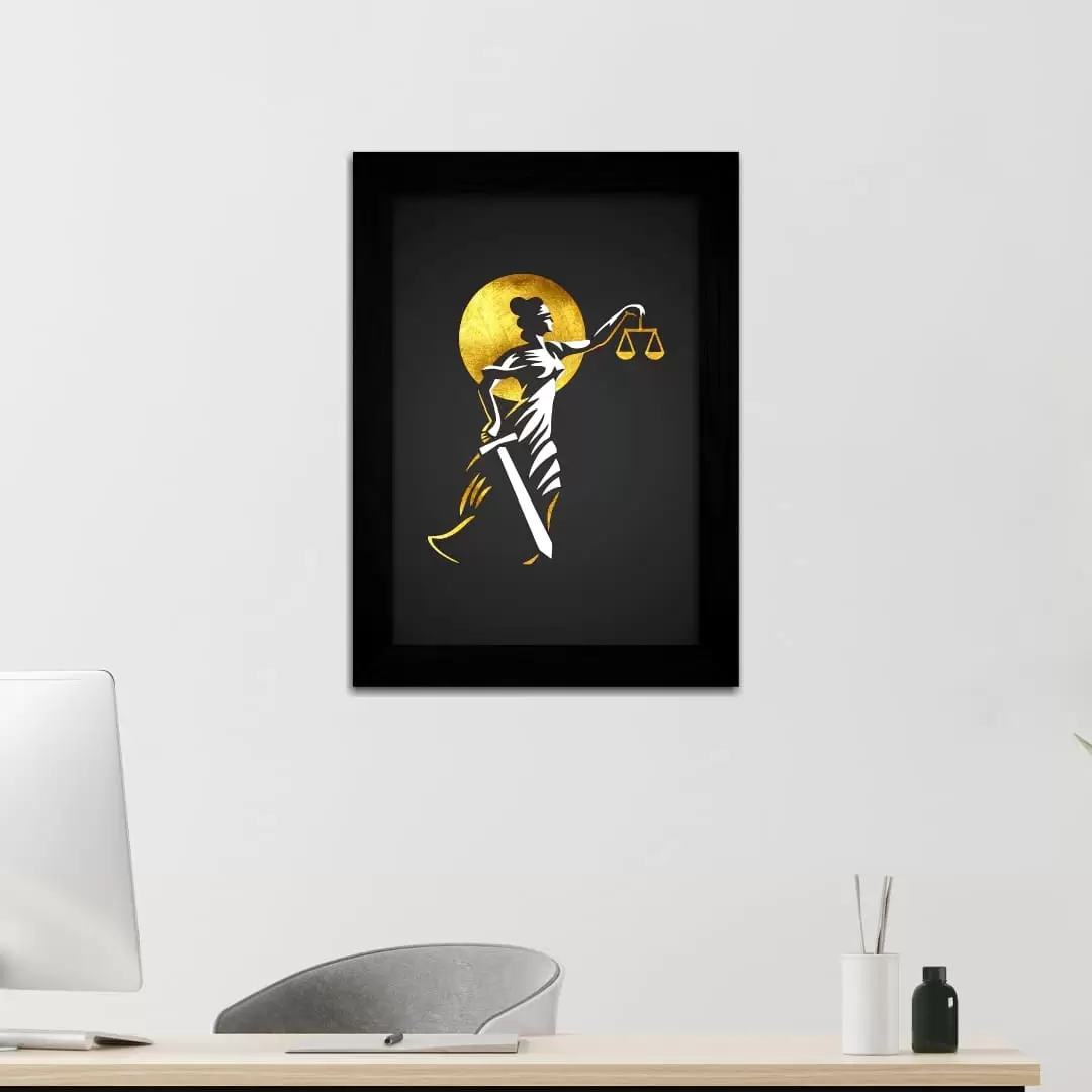 Quadro Decorativo Justiça Espada - Moldura Preta - Quadro Decorativo Justiça Espada - Moldura Preta -