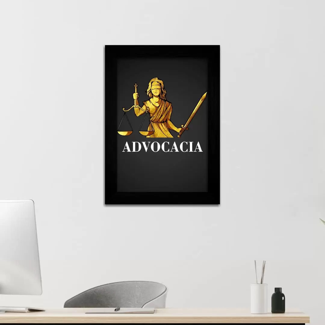 Quadro Decorativo Justiça Advocacia - Moldura Preta -