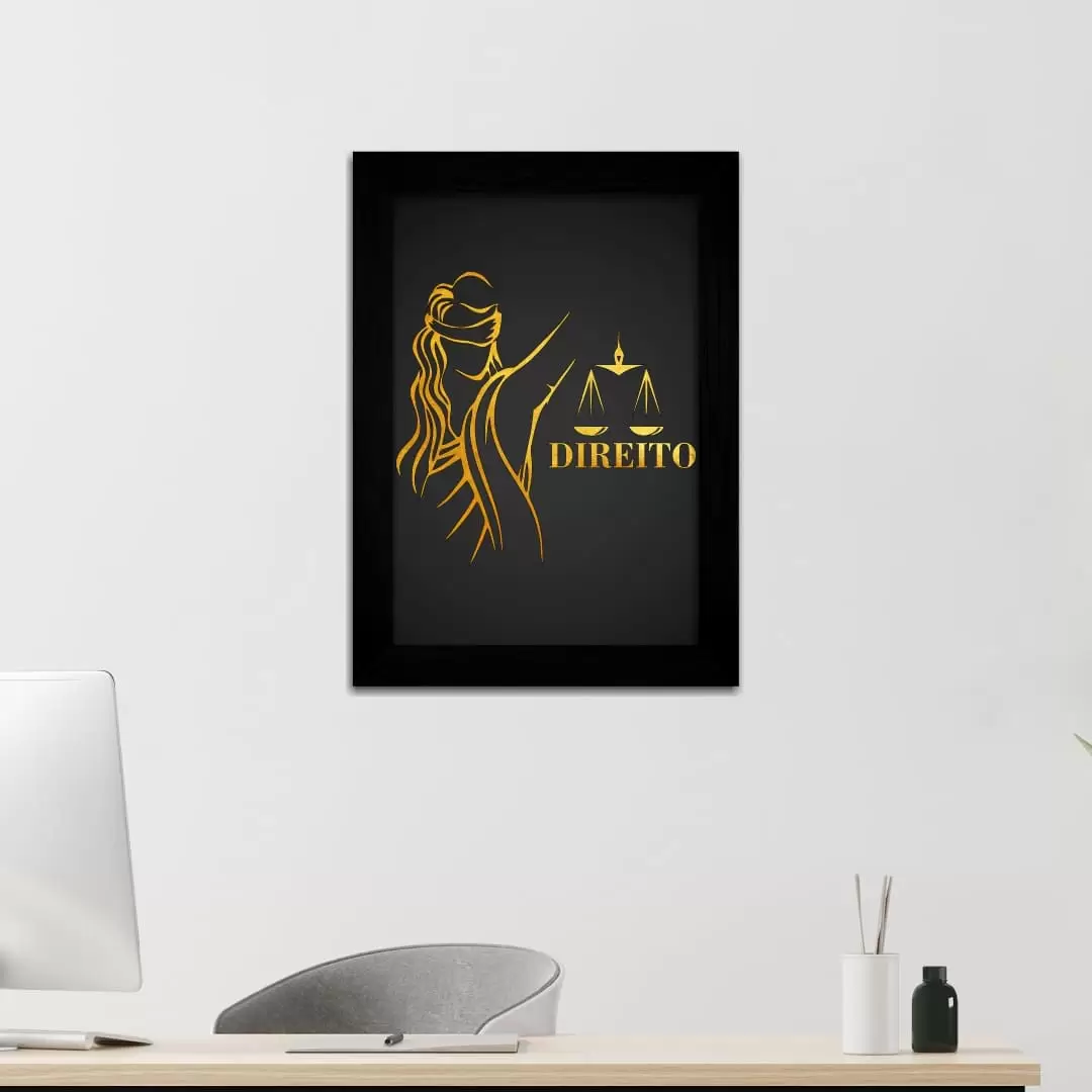 Quadro Decorativo Justiça Direito - Moldura Preta - Quadro Decorativo Justiça Direito - Moldura Preta -