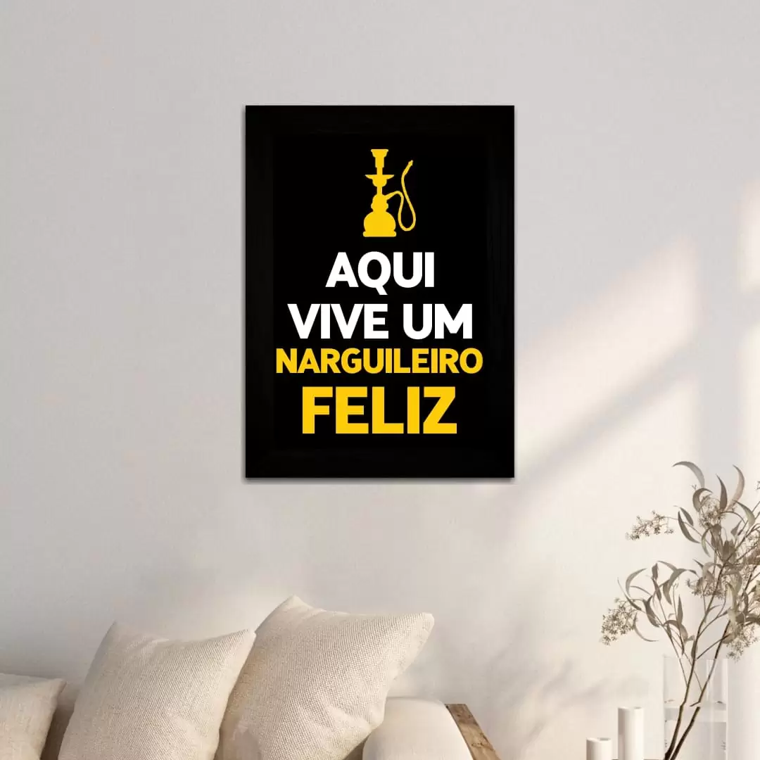 Quadro Decorativo Frase Aqui-vive.. - Moldura Preta - Quadro Decorativo Frase Aqui-vive.. - Moldura Preta -