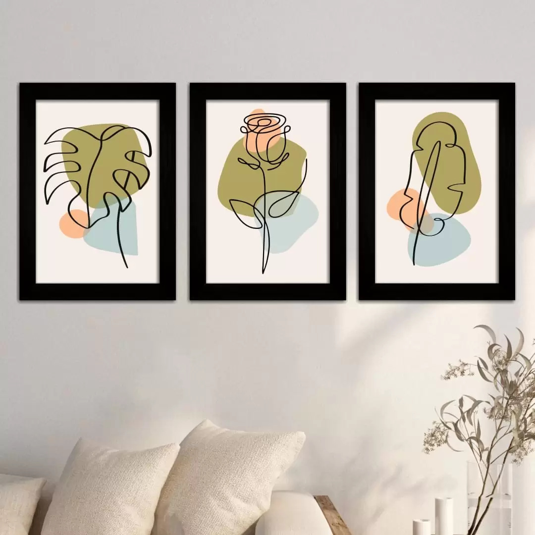 Kit 3 Quadros Boho-Chic - Moldura Preta - Ambientado