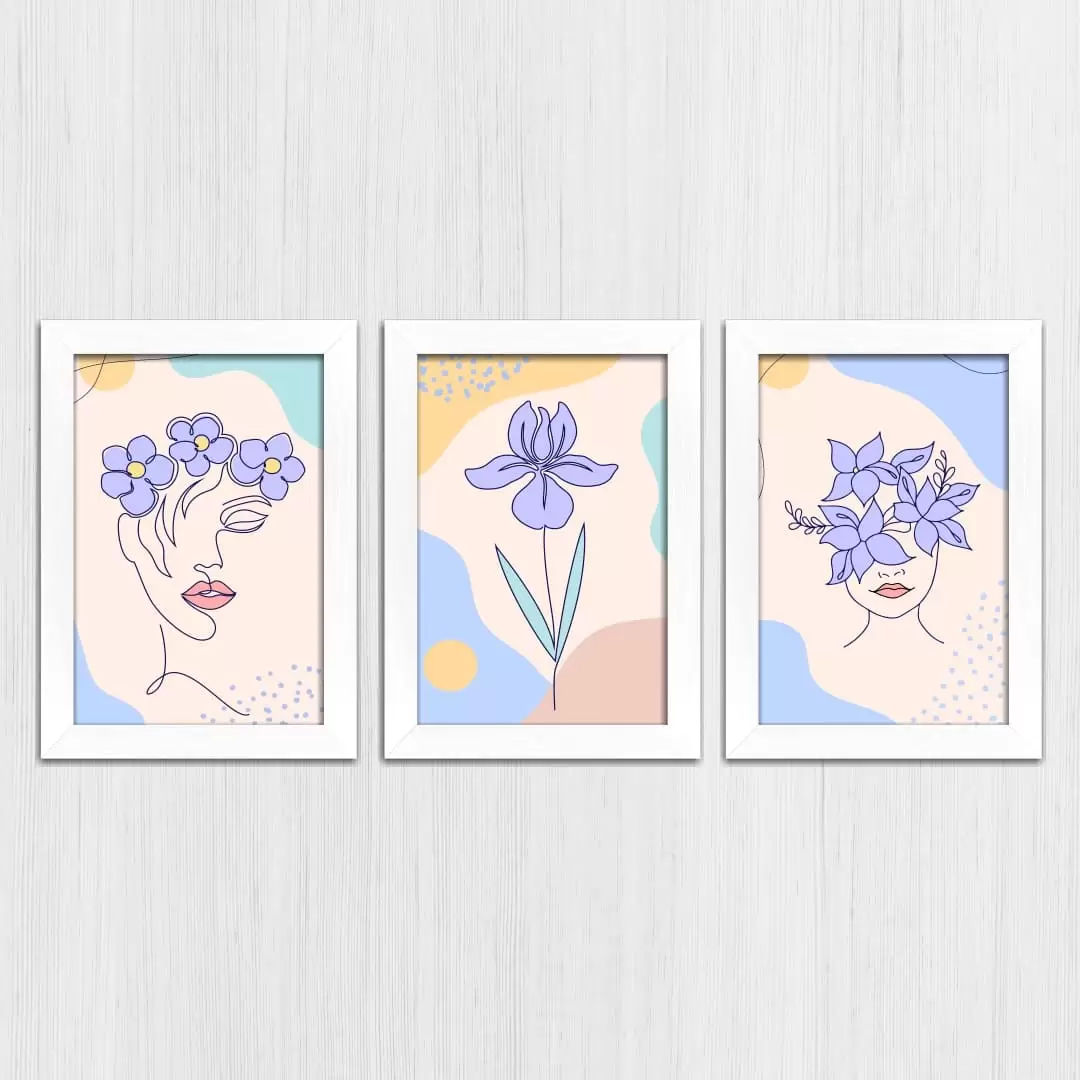 Kit 3Quadros Boho-Chic Flores - Imagem 4