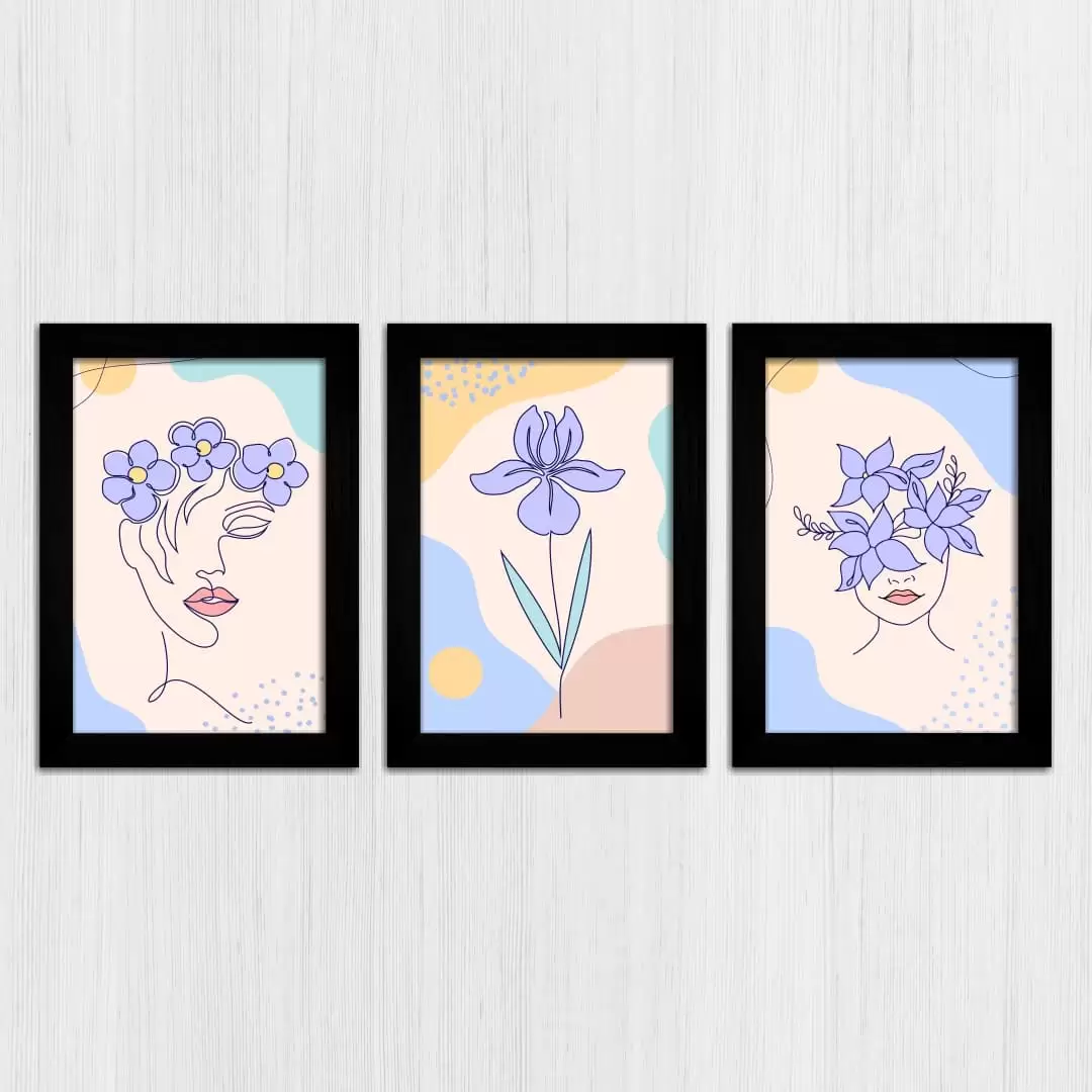 Kit 3Quadros Boho-Chic Flores - Imagem 3