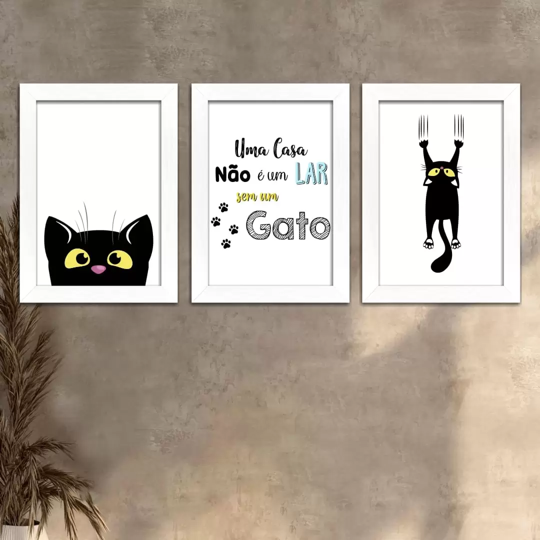 Kit 3 Quadros Gato - Imagem 2