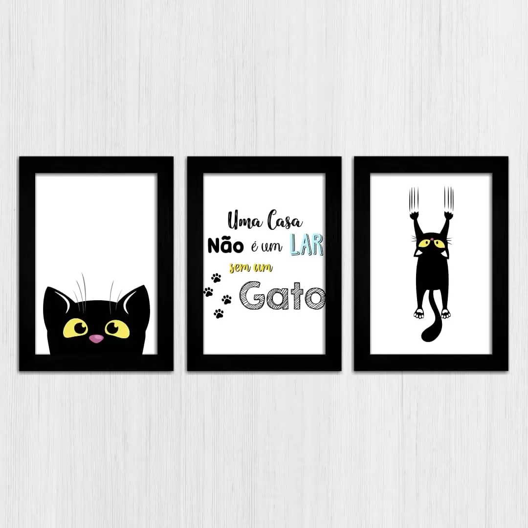 Kit 3 Quadros Gato - Imagem 3