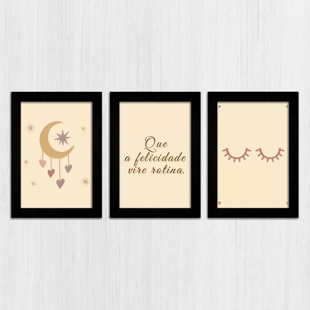 Kit 3 Quadros - Felicidade - Imagem 3