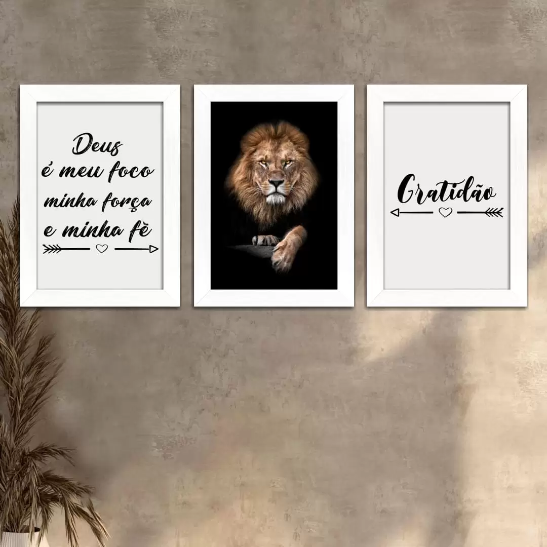 Kit 3 Quadros Deus-é-meu-Foco - Imagem 2
