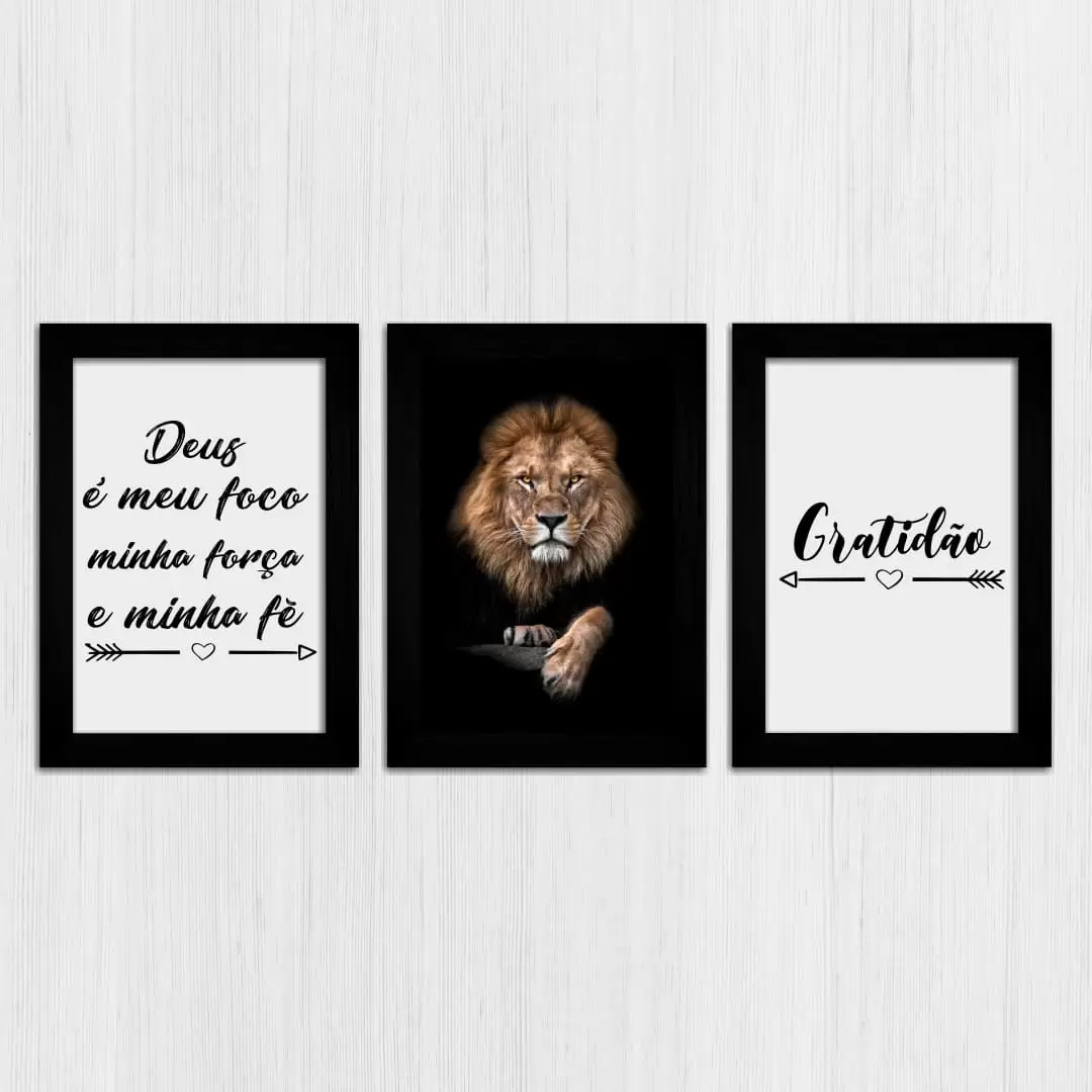 Kit 3 Quadros Deus-é-meu-Foco - Imagem 3