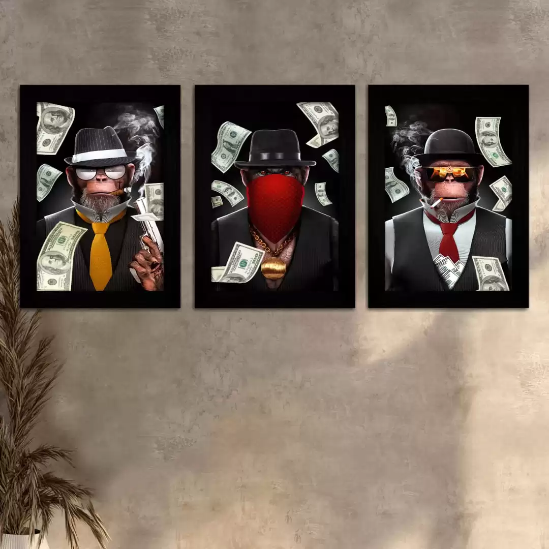 0205 Kit-3-Quadros-Macacos-Drip