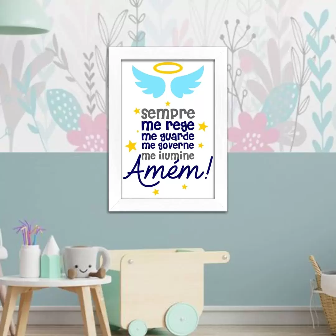 Quadro Decorativo Frase - Oração - Moldura Preta -