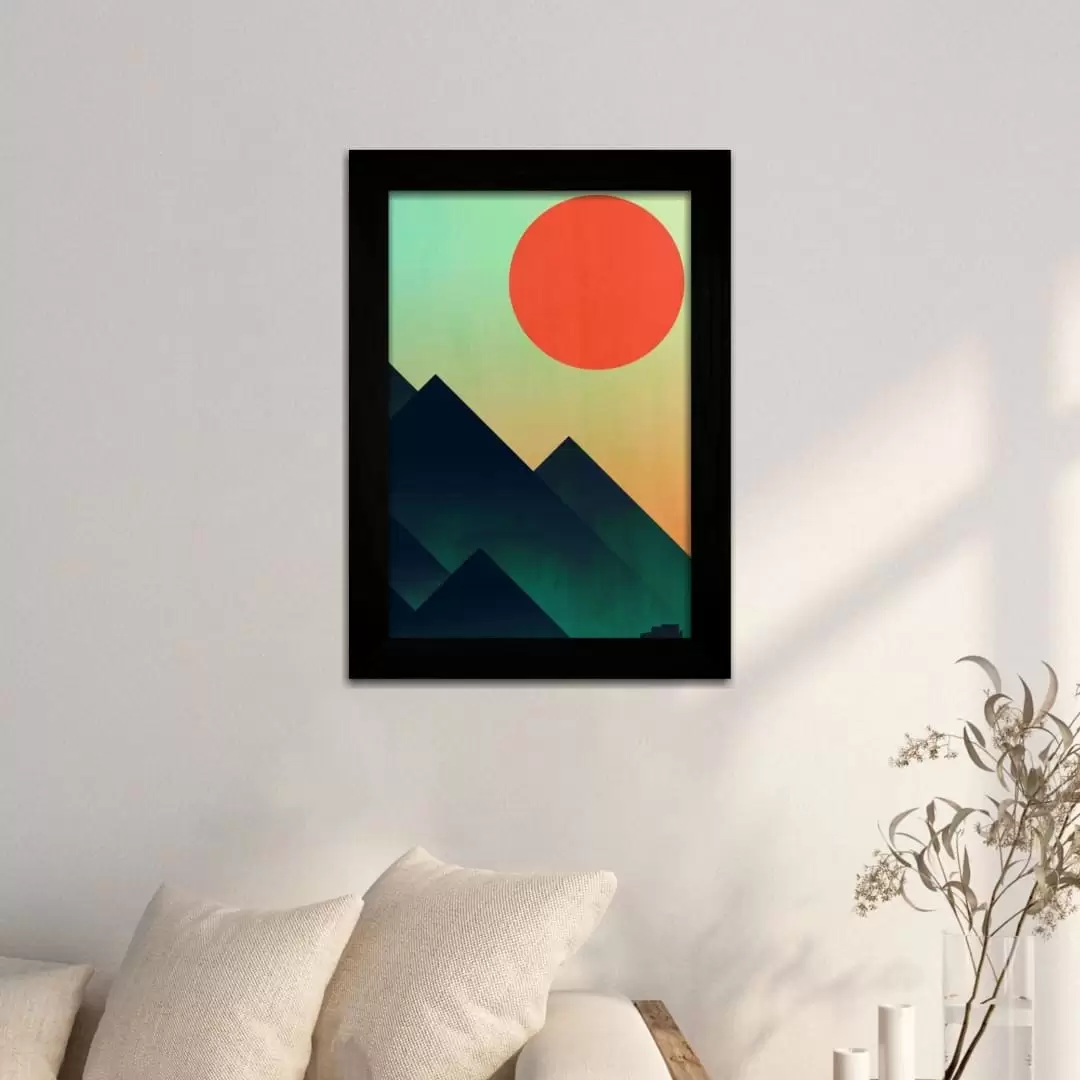 Quadro Decorativo Abstrato - Paisagem - Moldura Preta -