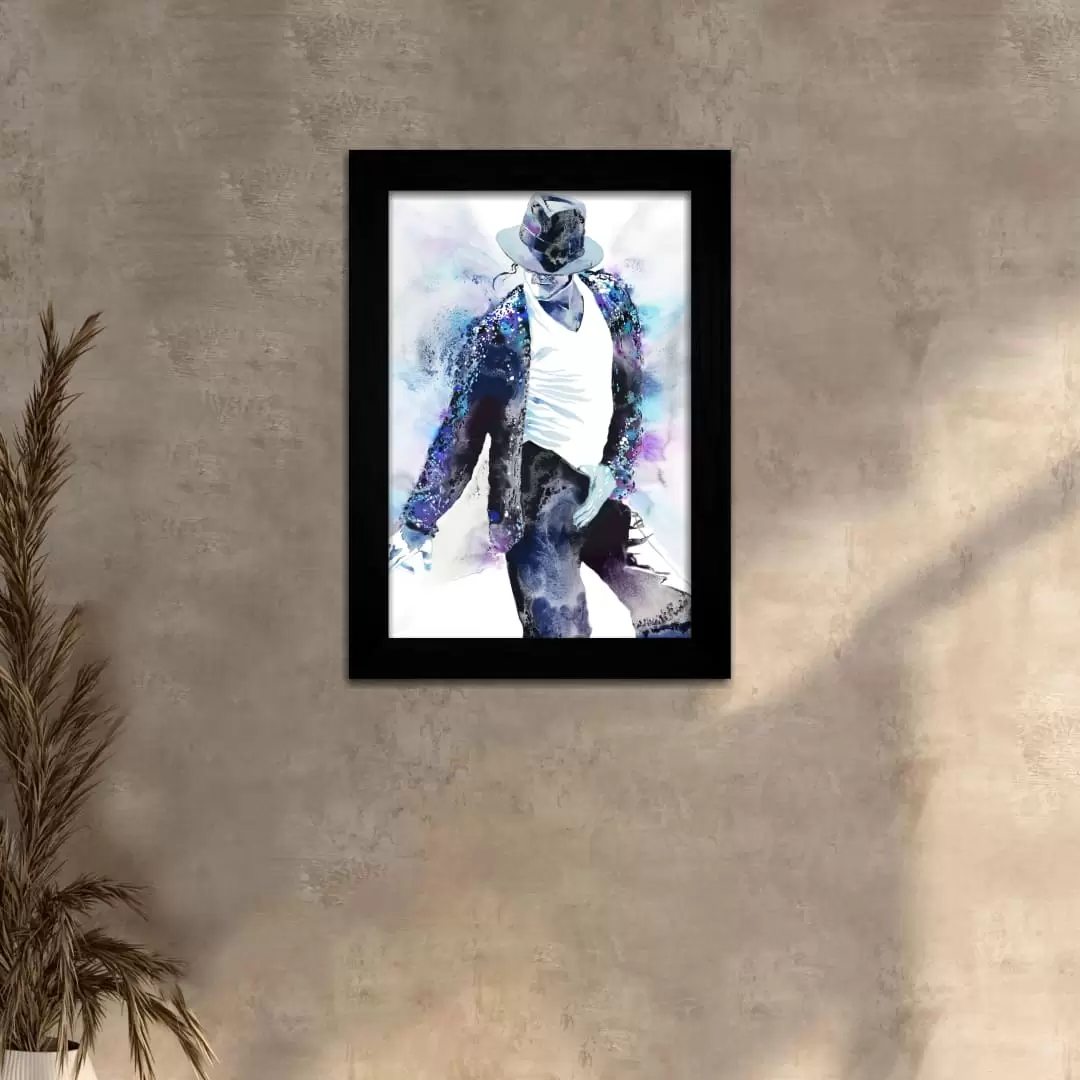 Quadro Decorativo Michael-Jackson Pintura - Moldura Preta -