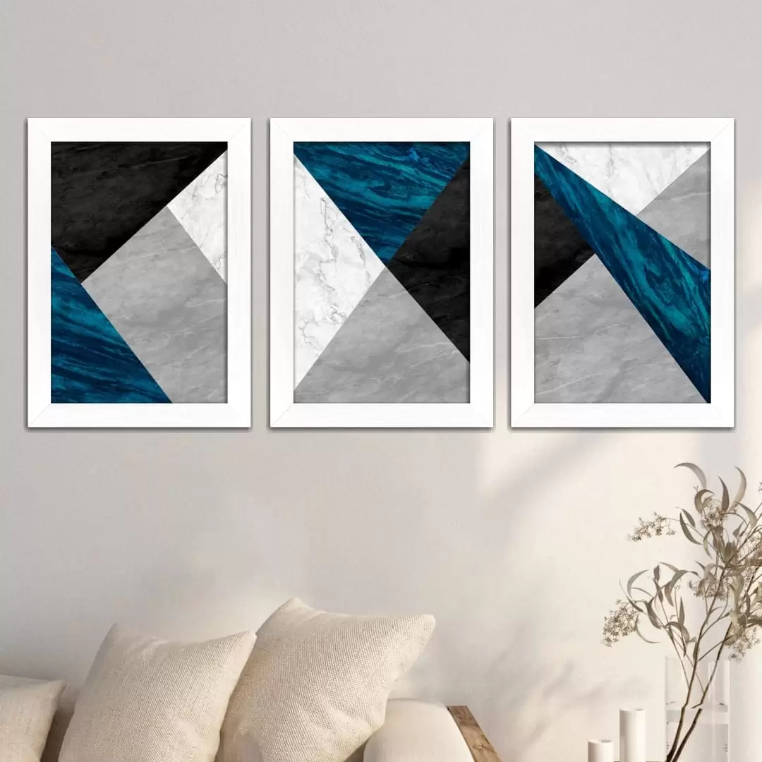Kit 3 Quadros Abstrato-Azul-Chique - Imagem 2