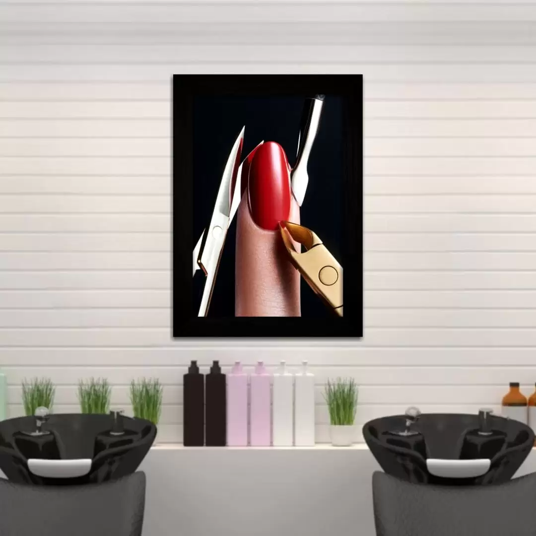 Quadro Decorativo Unha Vermelha - Moldura Preta -