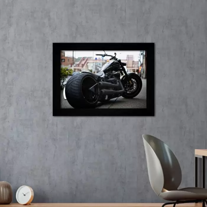 Quadro Decorativo Harley Blackout - Moldura Preta -
