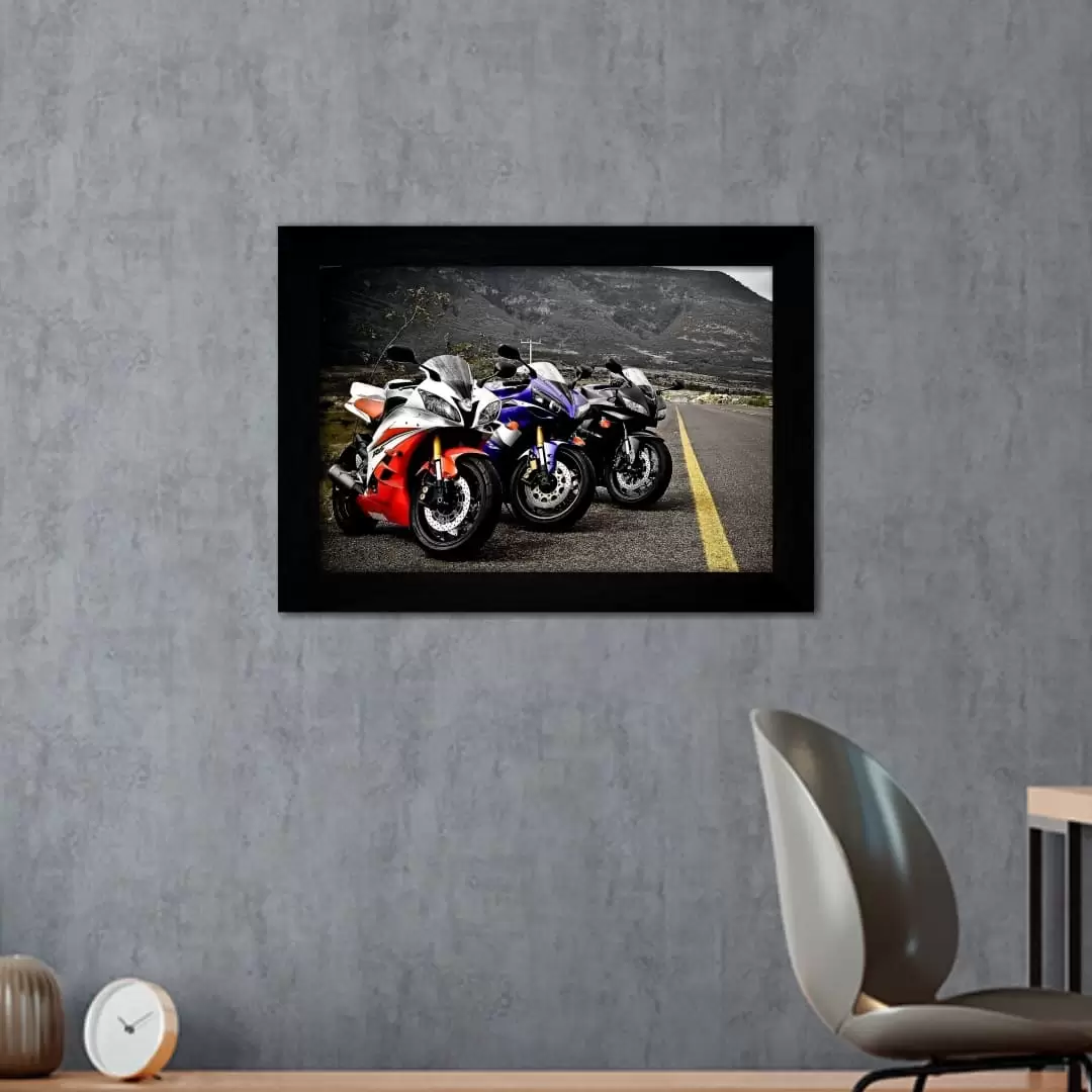 Quadro Decorativo Motos de Luxo - Moldura Preta -