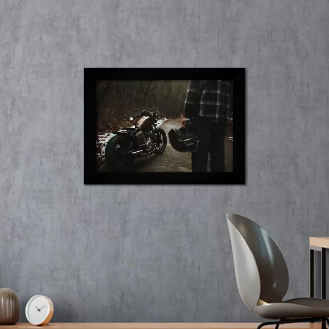 Quadro Decorativo Piloto de Moto - Moldura Preta -