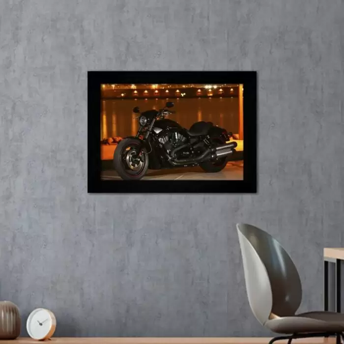 Quadro Decorativo Harley Preta - Moldura Preta -