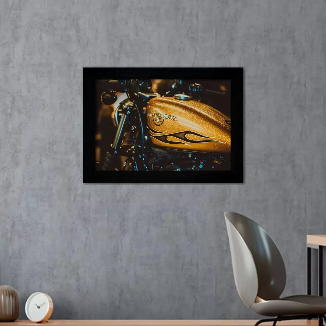 Quadro Decorativo Tanque Harley - Moldura Preta -