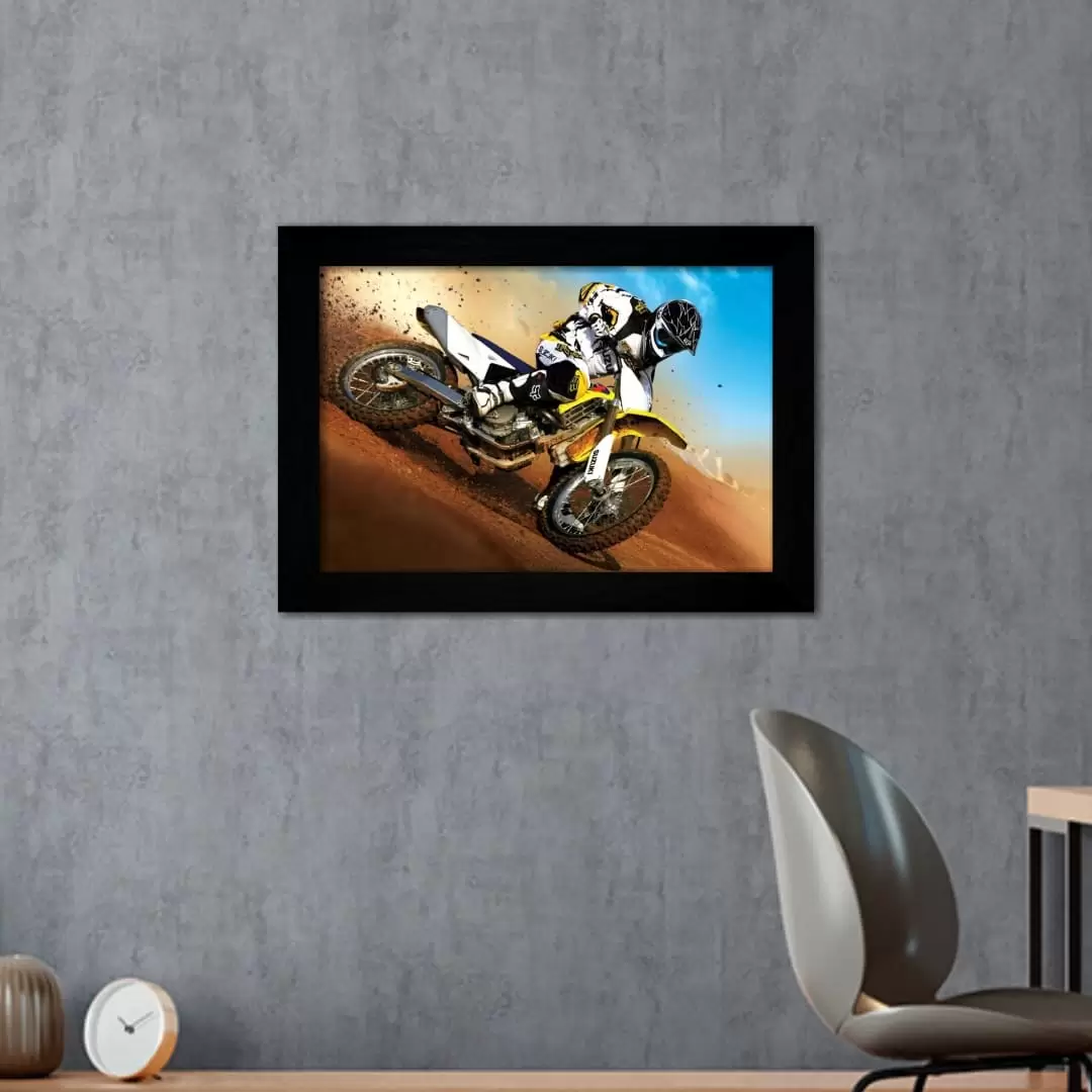 Quadro Decorativo Motocross - Moldura Preta - Quadro Decorativo Motocross - Moldura Preta -
