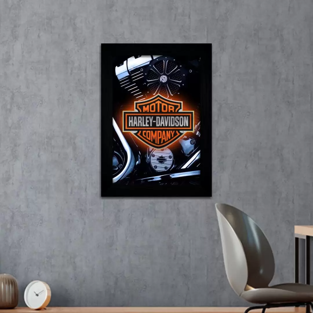 Quadro Decorativo Harley Davidson - Moldura Preta - Quadro Decorativo Harley Davidson - Moldura Preta -