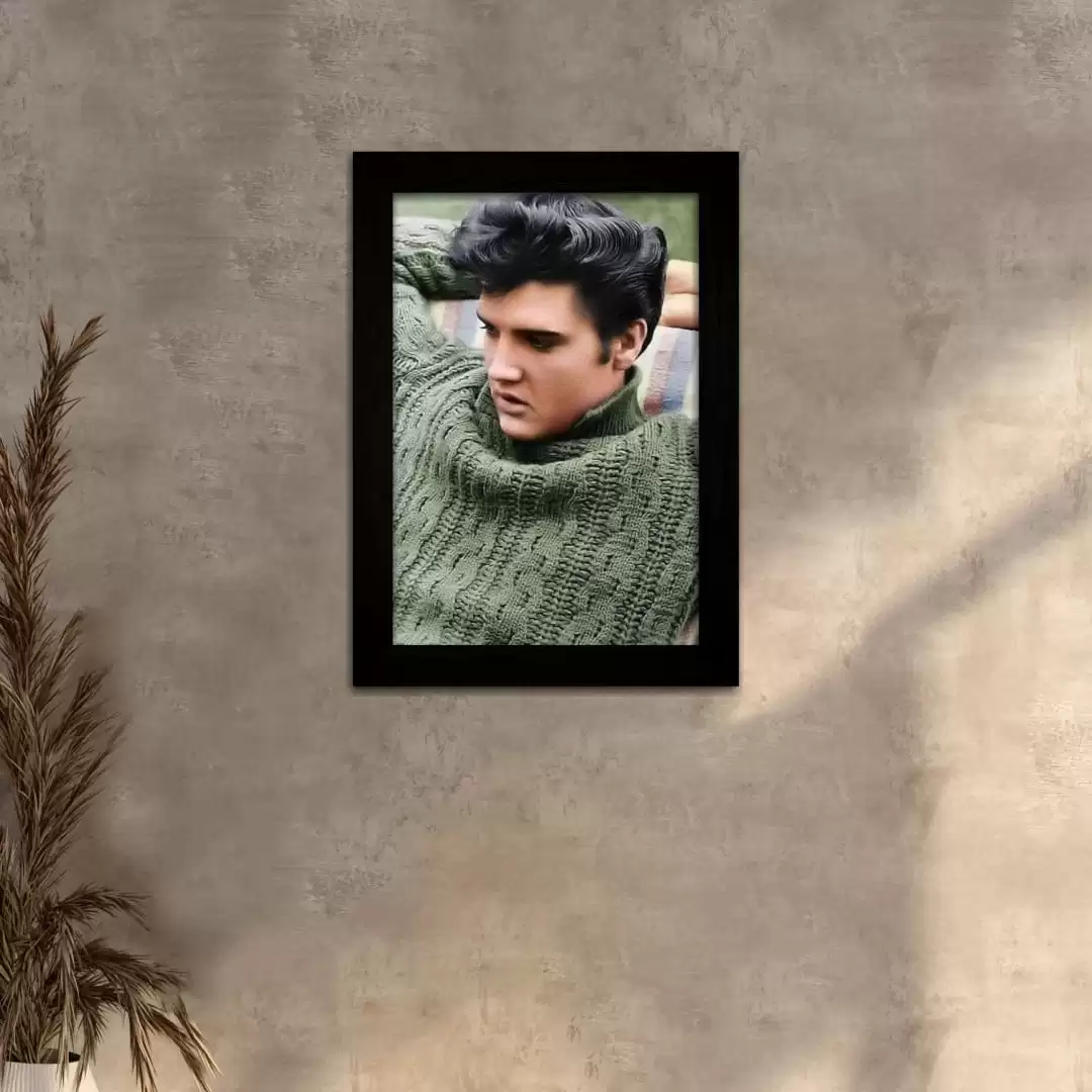 Quadro Decorativo Famosos - Elvis - Moldura Preta -